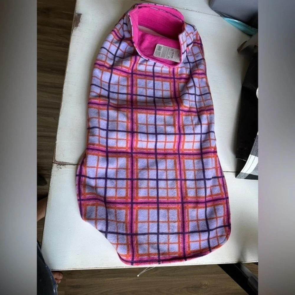 New Plaid Dog Sweater Pink‎ Purple Checkered Pet Winter Accessory NWT